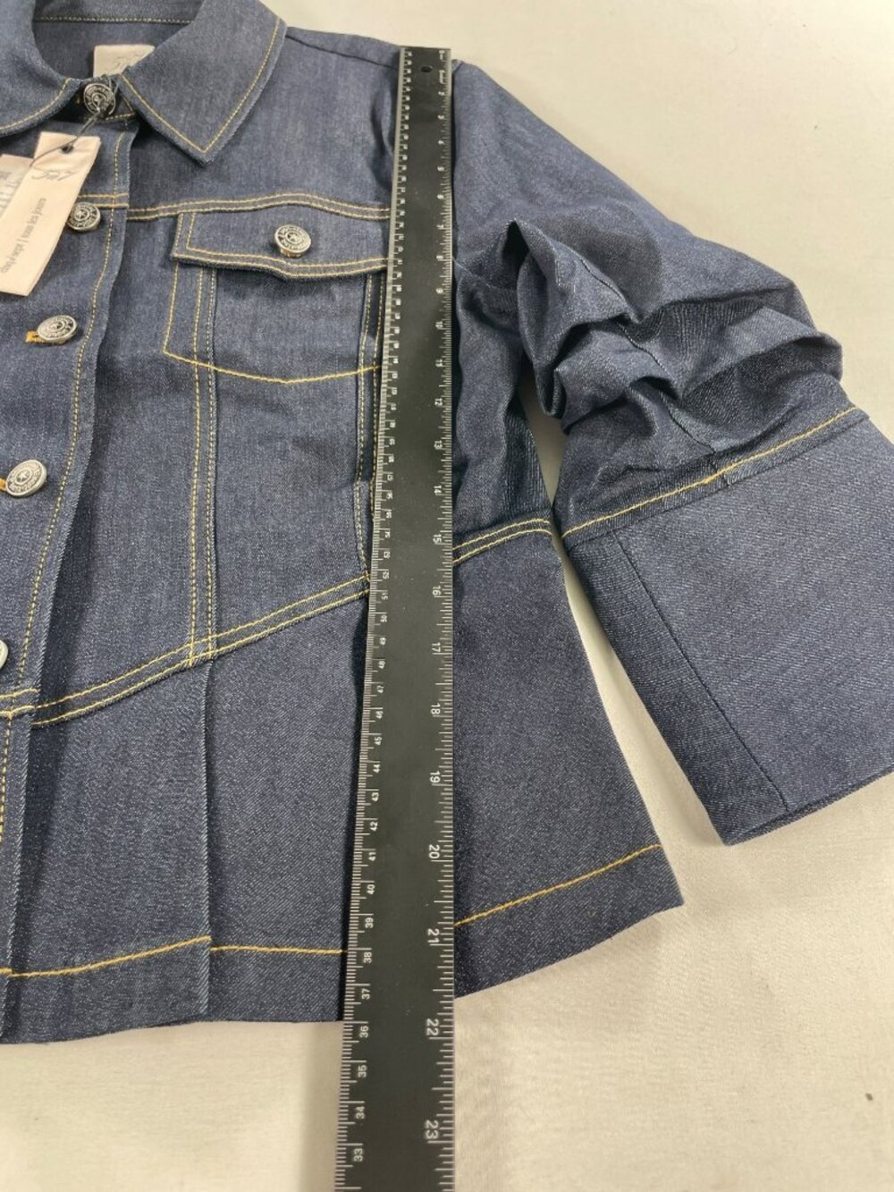 Cinq À Sept Seraphine Scrunched Seraphine Denim Jacket Indigo MSRP $395 Sz L NEW - Picture 11 of 12